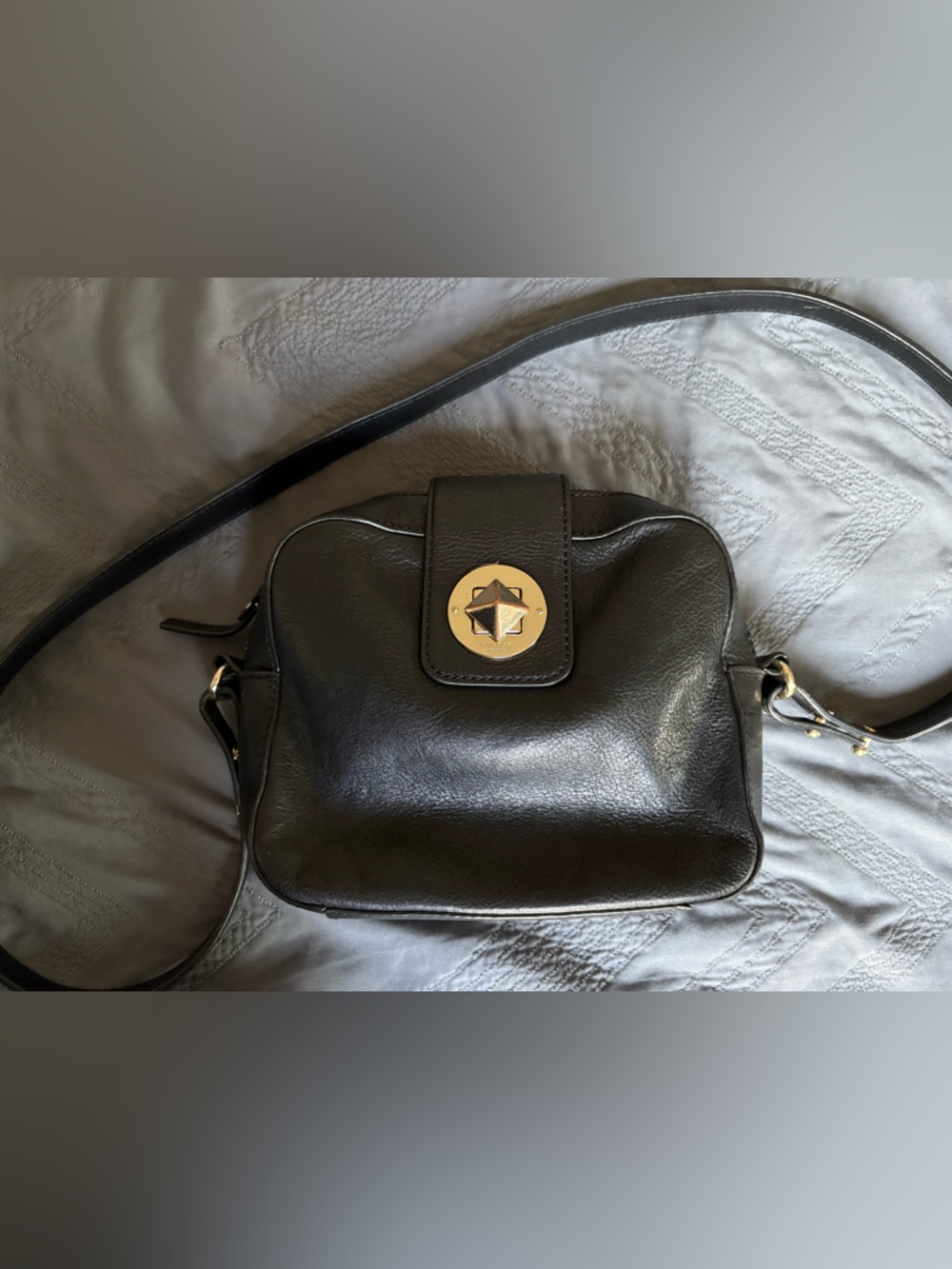 kate spade Black Leather Crossbody with Gold Turn-Lock